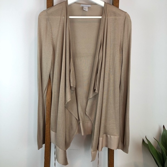 H&m tan cardigan with satin trim size S - Picture 1 of 8